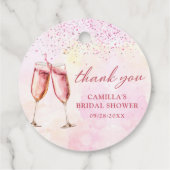 Roze Vrijgezellenfeest Champagne Bedankjes Labels (Achterkant)