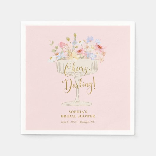 Roze Vrijgezellenfeest Champagne Servet (Voorkant)