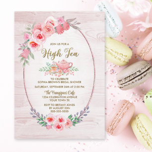 Roze Vrijgezellenfeest met hoge thee Kaart