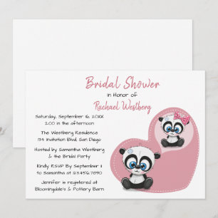 Roze Vrijgezellenfeest Panda Teddy Bear Heart Wedd Kaart