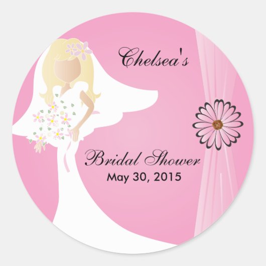 Roze Vrijgezellenfeest Ronde Sticker (Voorkant)