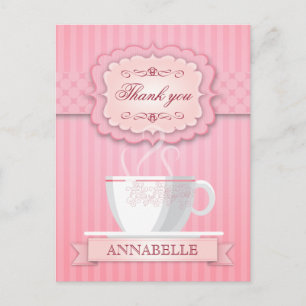 Roze Vrijgezellenfeest Tea Party Bedankt Briefkaart