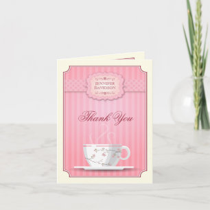 Roze Vrijgezellenfeest Tea Party Dank u Bedankkaart