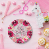 Roze Vrijgezellenfeest van Floral Papieren Bordje (Feest)