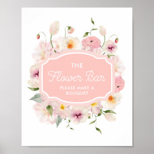 Roze Vrijgezellenfeesten bloemenbalkteken Poster