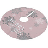 Roze Vrolijk en Heldere Sneeuwvlokken Kerstmis Kerstboom Rok (Gekanteld)