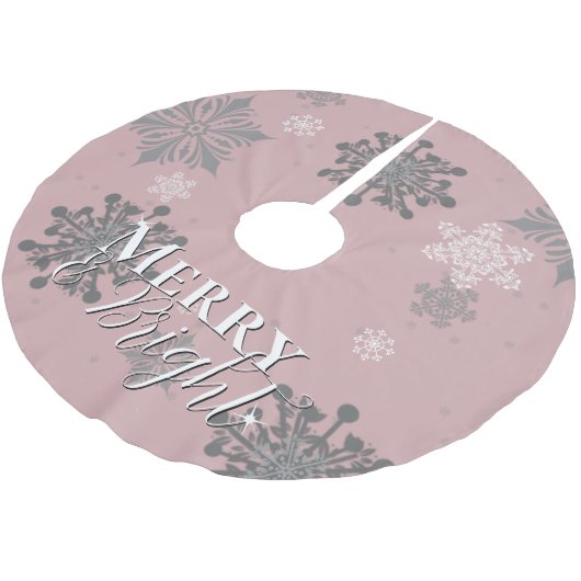 Roze Vrolijk en Heldere Sneeuwvlokken Kerstmis Kerstboom Rok (Gekanteld)