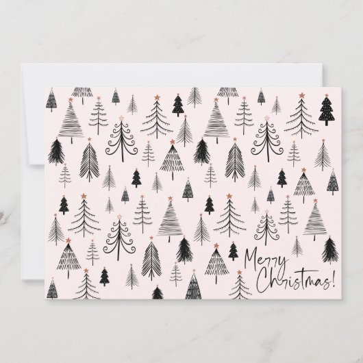 Roze Vrolijke Kerstboom Feestdagenkaart (Voorkant)