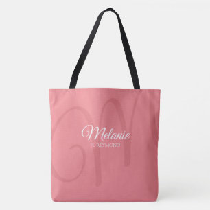 Roze vrouw initiaal & naam stijlvol draagtas