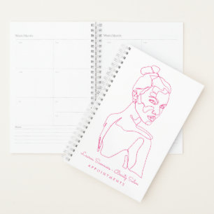 Roze Vrouw lijn tekening schoonheidsbenoeming Planner