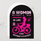 Roze Vrouw Zonder man Als Vis Fietsfeministe Kaart (Voorkant / Achterkant)