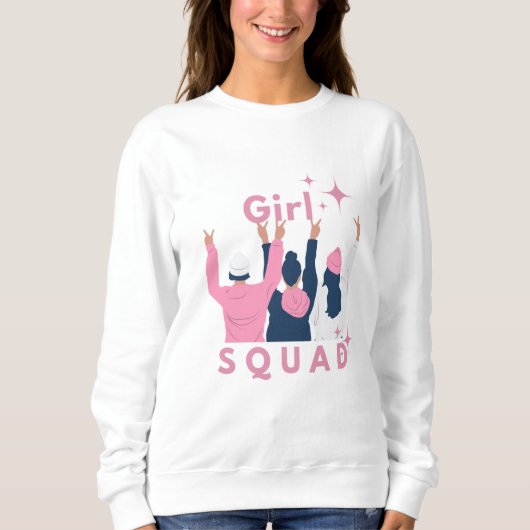 Roze Vrouwelijk Meisje Squad Sweatshirt Vrouwen Ba (Voorkant)