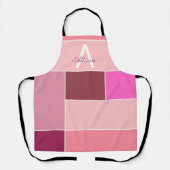 roze Vrouwelijk modern Monogram Schort (Voorkant)