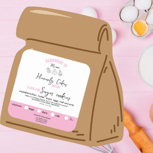 Roze vrouwelijke Chocolade koekjes ingrediënten la Vierkante Sticker