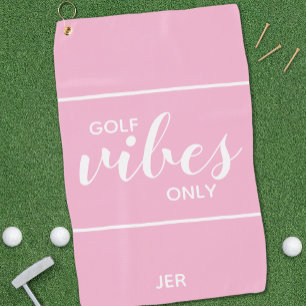 Roze Vrouwelijke Golfer Gal Citaten Golf Vibes Op Golfhanddoek