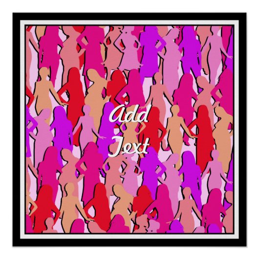 Roze vrouwen Silhouette Perfect Poster (Voorkant)