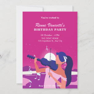Roze vrouwen spelen viool verjaardag kaart