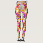 Roze vuurorchidee, surrealistische waterverf flora leggings (Voorkant)