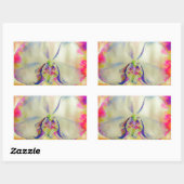 Roze vuurorchidee, surrealistische waterverf flora rechthoekige sticker (Vel)