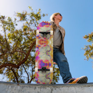 Roze vuurorchidee, surrealistische waterverf flora skateboard
