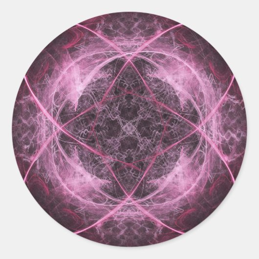 Roze Waanzin Fractal Sticker (Voorkant)