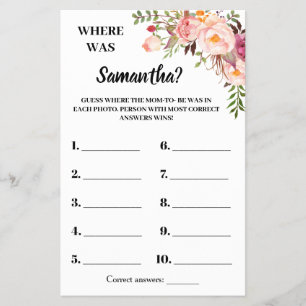 Roze waar was ze Baby shower tweetalige spelkaart Flyer