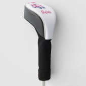 Roze wagen monogram schrift golfheadcover (Schuin)