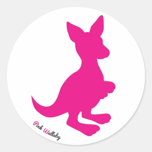 Roze Wallaby Ronde Sticker (Voorkant)