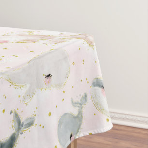 roze walvis dolfijn goud glitter baby meisje tafelkleed