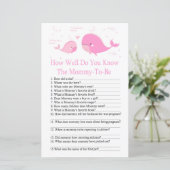 Roze walvis Hoe goed ken je het baby shower spel? (Staand voorkant)