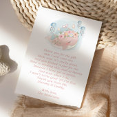 Roze walvis kwal Baby shower Hartelijk dank Bedankkaart