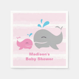 Roze walvis Nautisch Baby shower servet
