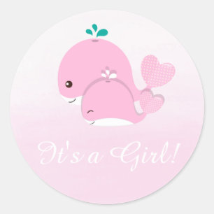 Roze walvis Ombre is een sticker van een meisje Ba
