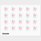 Roze Walvis Party Sticker Labels / Cupcake Toppers (Vel)