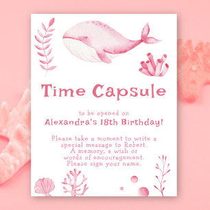 Roze Walvis Tijdscapsule 1e verjaardag Poster