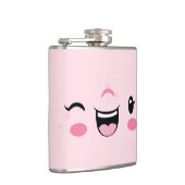 Roze wandelfles Kawaii Face Heupfles (Rechts)