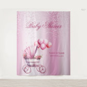 Roze Wandelwagen Achtergrond Wandkleed (Voorkant)