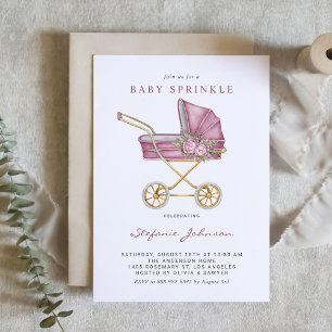 Roze wandelwagen Het is een meisje Baby Sprinkle Kaart