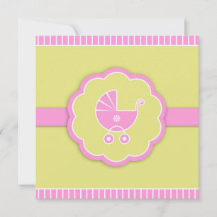 Roze wandelwagen Meisje Baby shower Flat Invitatio Kaart
