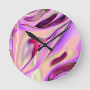 Roze wandklok multicolor ronde klok
