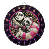Roze wasbeer straalt elegantie en speelsheid uit dartbord (Voorkant)