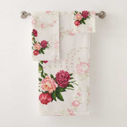 Roze washandset bad handdoek (Insitu)