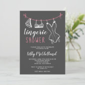 Roze waslijn chique lingerie vrijgezellenfeest kaart (Staand voorkant)