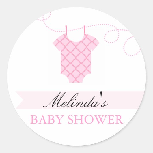 Roze waslijn Modern Baby shower Sticker (Voorkant)