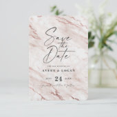 Roze wasroze roze marmer met Roos Gold Foil - Gege Save The Date (Staand voorkant)