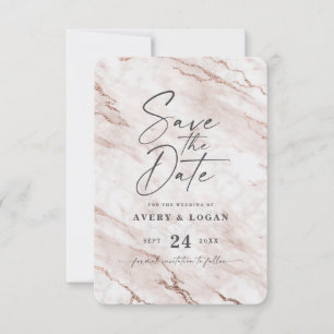 Roze wasroze wasroze marmer met Folie - Gegevens Save The Date