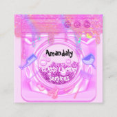 Roze waswasmachine QR-code Vierkante Visitekaartje (Voorkant)