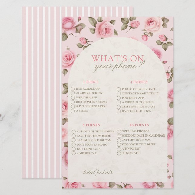  roze wat op je telefoon Vrijgezellenfeest spel (Voorkant / Achterkant)