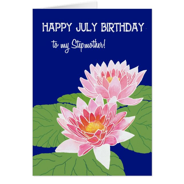  Roze Water Lilies Juli Birthday Stepmoeder (Voorkant)
