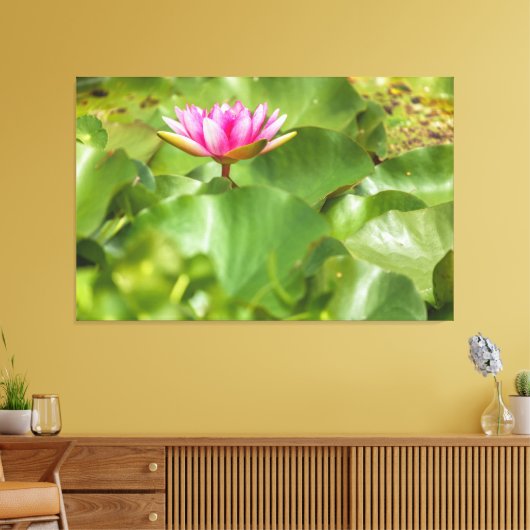 Roze Water Lily Canvas Afdruk (Insitu (Woonkamer))